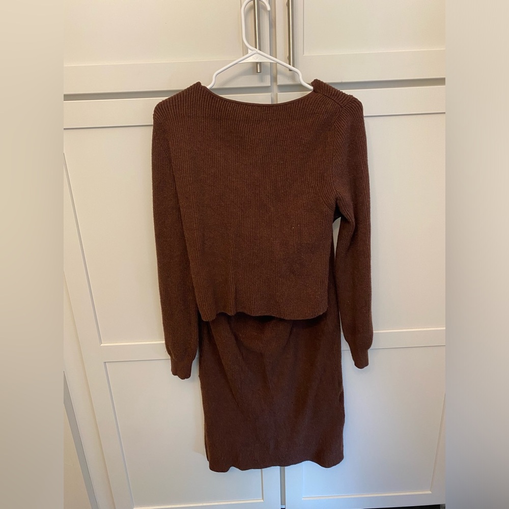 House of Harlow Two Piece Brown Sweater Top and Skirt - Picture 8 of 10